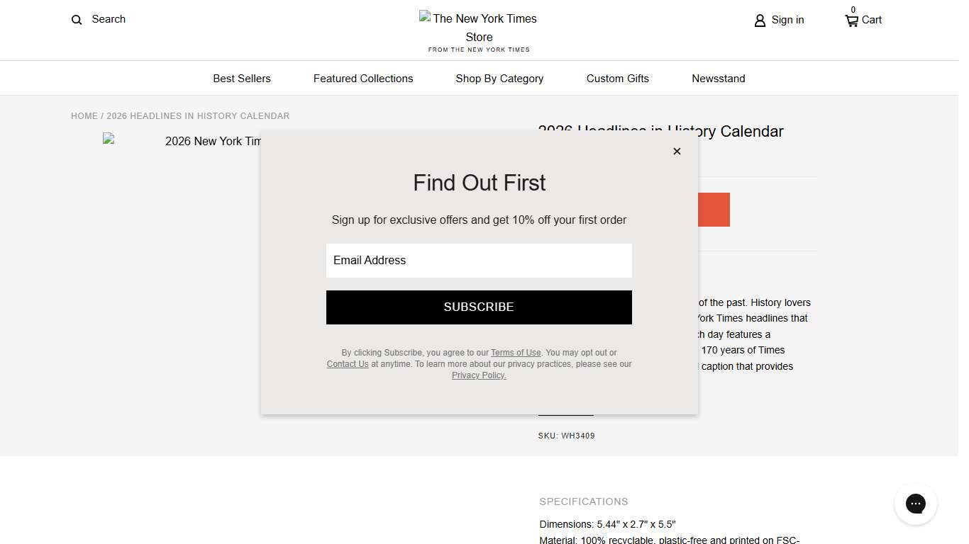 New York Times 2026 Headlines in History Calendar – The New York Times Store