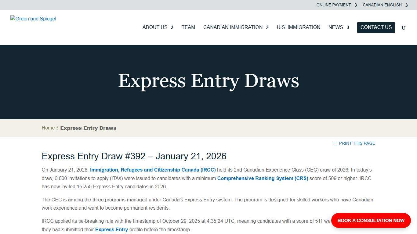 Express Entry Draws Green and Spiegel